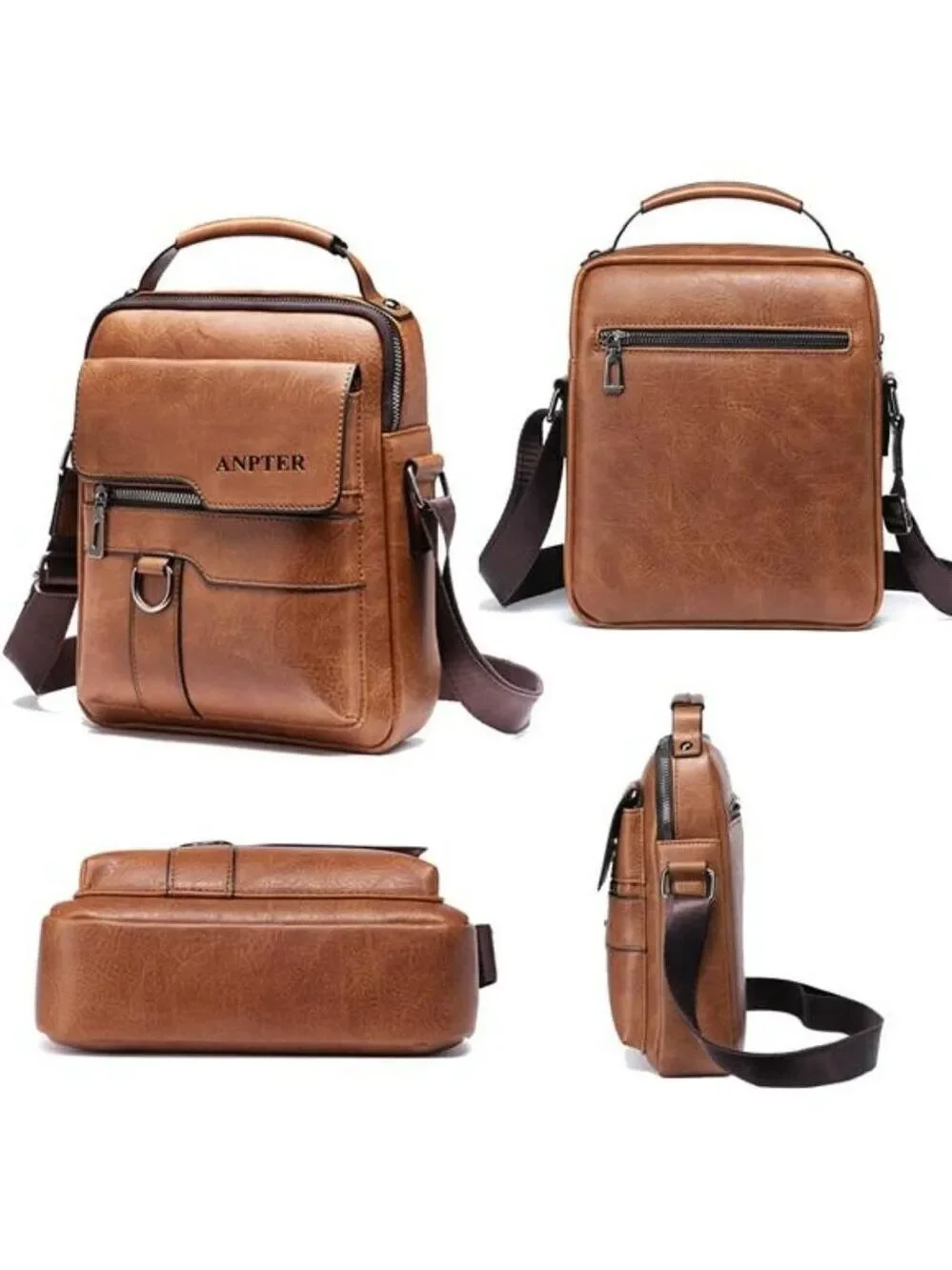 Men Messenger Bag Small Crossbody Shoulder Satchel Vintage PU Leather Bag